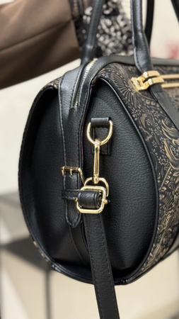 Torebka damska Chiara kuferek czarno - złota 