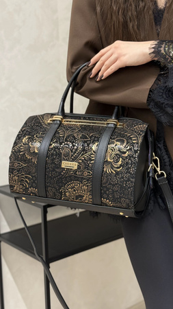 Torebka damska Chiara kuferek czarno - złota 