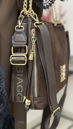 Torebka damska Laura Biaggi – zamszowa torebka z łańcuchem