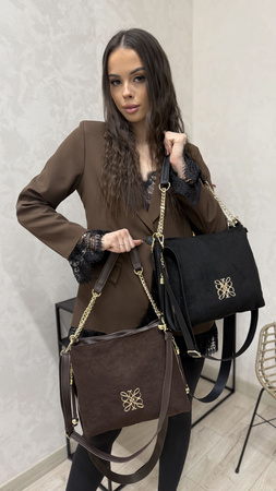 Torebka damska Laura Biaggi – zamszowa torebka z łańcuchem